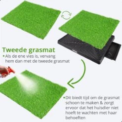 AWEMOZ Hondentoilet Kunstgras - Met 2 Matten En Opvangbak - 64x52x7,5cm - Puppy Pads - Zindelijkheidstraining Hond - Training Pads - Indoor / Outdoor Honden Toilet -Hondenbenodigdheden 1200x1200 552