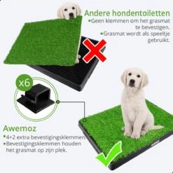 AWEMOZ Hondentoilet Kunstgras - Met 2 Matten En Opvangbak - 64x52x7,5cm - Puppy Pads - Zindelijkheidstraining Hond - Training Pads - Indoor / Outdoor Honden Toilet -Hondenbenodigdheden 1200x1200 555