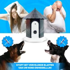 Vulpes Pets® Anti Blaf Apparaat Pro - Anti Blafband Voor Alle Honden - Luxe Hondentrainer - Diervriendelijk & Zonder Schok - Inclusief 9V Batterij - Waterbestendig - Ophangbaar - Instelbare Ultrasone Niveauregeling - 4 Standen -Hondenbenodigdheden 1200x1200 660