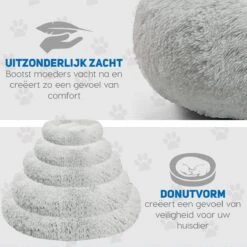 Pawzle Hondenmand - Donut Hondenkussen - Kattenmand - Bed Voor Honden & Katten - Wasbaar - 100cm - Grijs -Hondenbenodigdheden 1200x1200 824