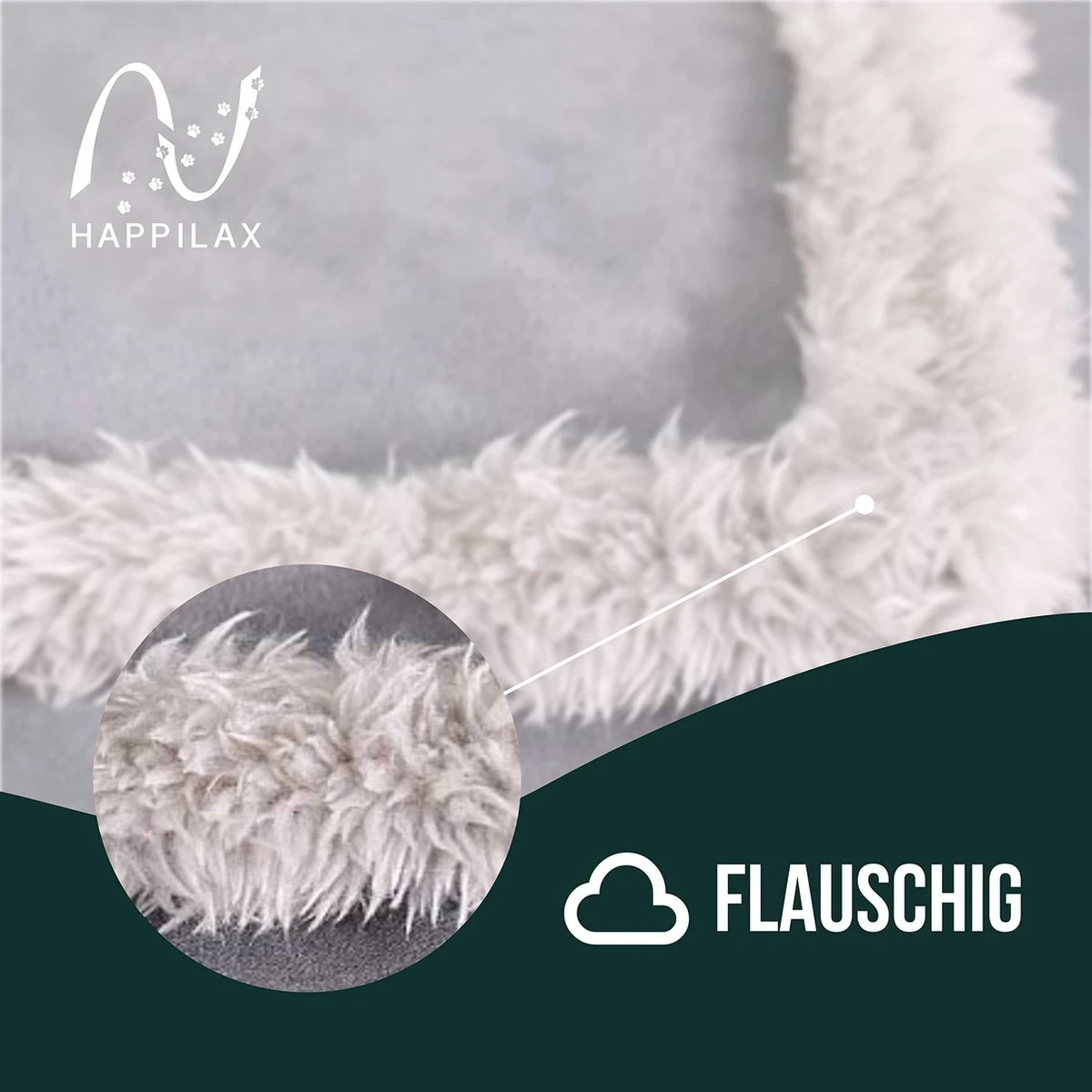 Happilax Fluffy Hondendeken Voor Auto & Bank, Wasbare Hondenmat Voor Op Reis, Grijs, L 2 Happilax Fluffy Hondendeken Voor Auto & Bank, Wasbare Hondenmat Voor Op Reis, Grijs, L - Afbeelding 2