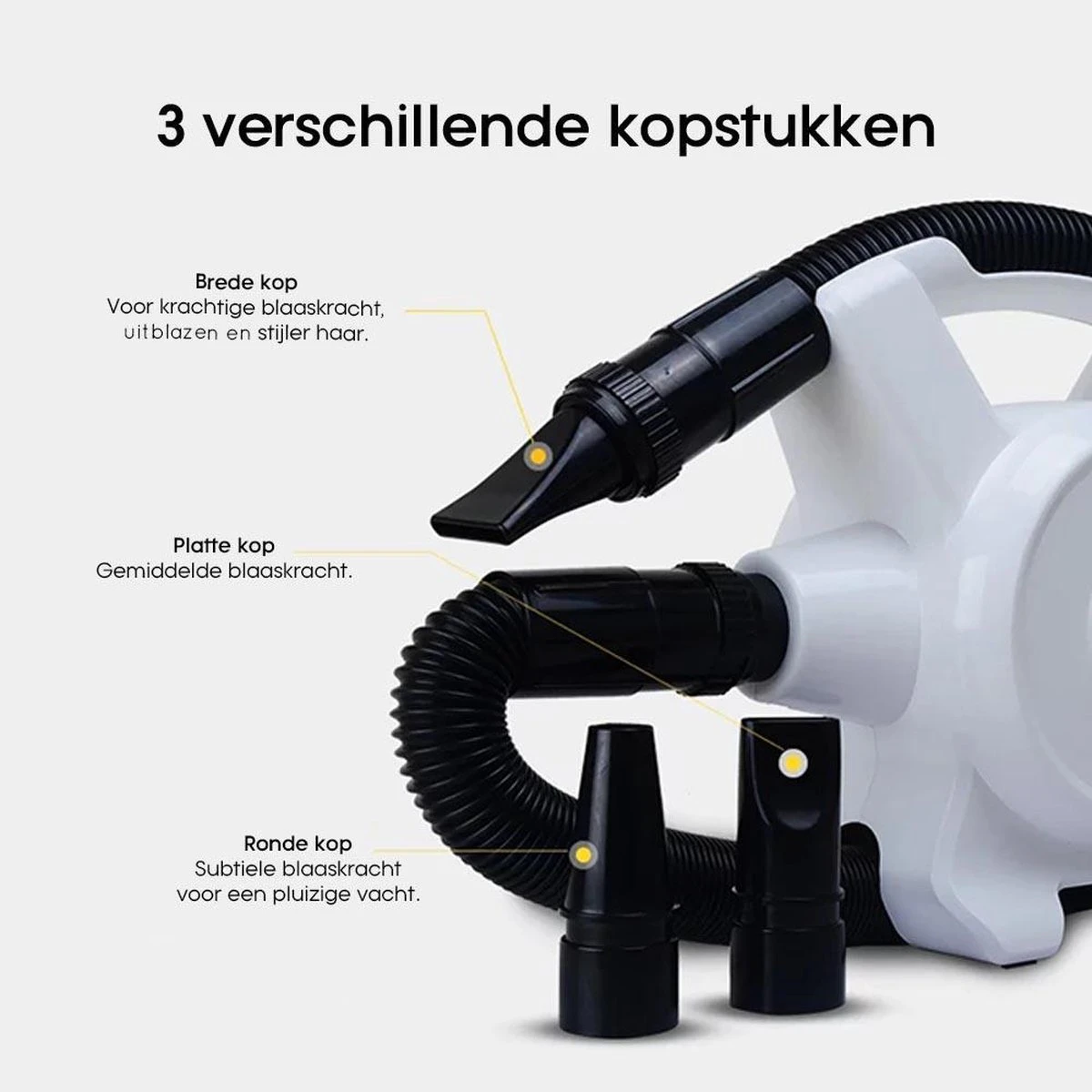 Hondenfohn - Waterblazer Met Draaiknop - 2400W Vermogen Met Warme En Koude Stand - Wit 12 Hondenfohn - Waterblazer Met Draaiknop - 2400W Vermogen Met Warme En Koude Stand - Wit - Afbeelding 12