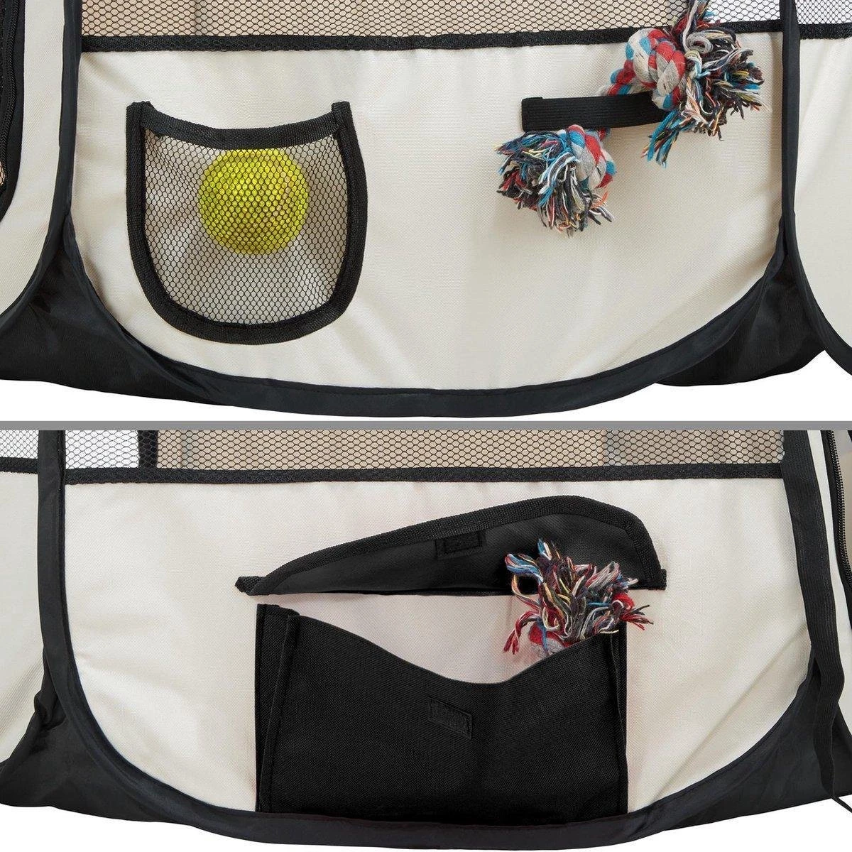 Dailyibed Opvouwbare Puppyren - Zwart - 115x115x58 Cm - Incl. Draagtas - Incl. Voederbak 9 Dailyibed Opvouwbare Puppyren - Zwart - 115x115x58 Cm - Incl. Draagtas - Incl. Voederbak - Afbeelding 9