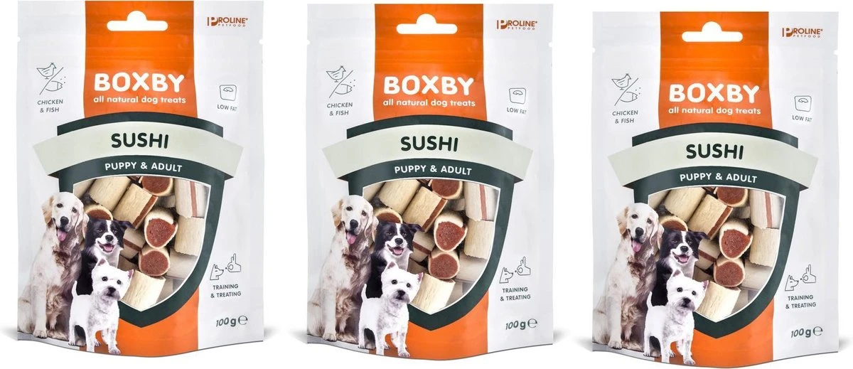 Proline Dog Boxby Original Sushi - Hondensnack Per 3 Zakjes 1 Proline Dog Boxby Original Sushi - Hondensnack Per 3 Zakjes