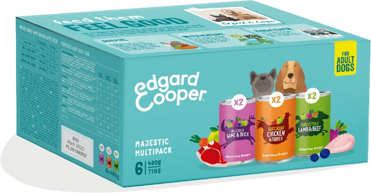 Edgard & Cooper Hondenvoer Multipack Kip - Wild - Lam 6 X 400 Gr 11 Edgard & Cooper Hondenvoer Multipack Kip - Wild - Lam 6 X 400 Gr - Afbeelding 11