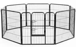 Merkloos Hondenren - Puppyren - Hondenkennel - 8 Kennelpanelen - Staal - 80 Cm Hoog - 640 Cm Omtrek - Uitbreidbaar -Hondenbenodigdheden 1200x737