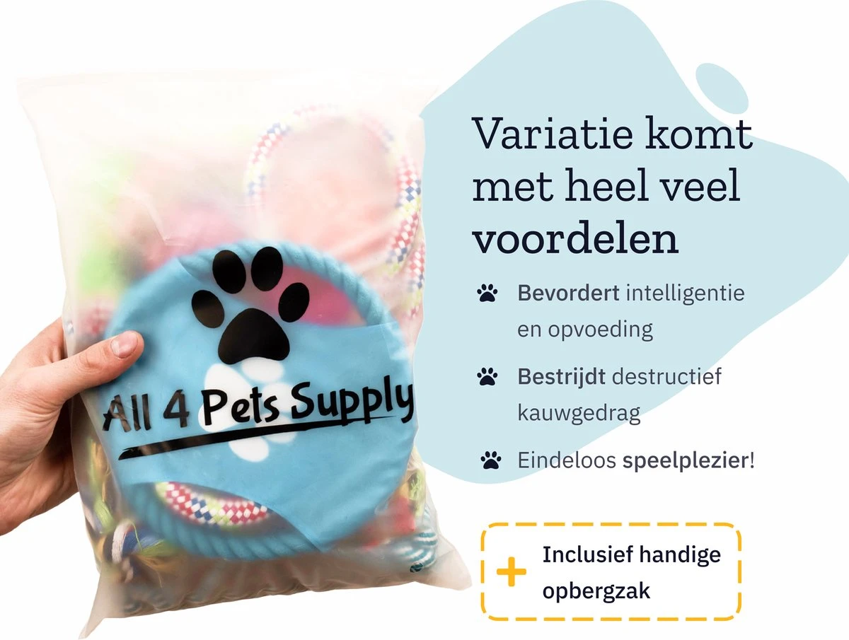 All 4 Pets Supply® Honden Speelgoed Set Geschikt Voor Puppy's T/m Middelgrote Honden - 12 Stuks - Hondenspeeltjes - Intelligentie - Touw - Flostouw - Bijtring - Bal 8 All 4 Pets Supply® Honden Speelgoed Set Geschikt Voor Puppy's T/m Middelgrote Honden - 12 Stuks - Hondenspeeltjes - Intelligentie - Touw - Flostouw - Bijtring - Bal - Afbeelding 8
