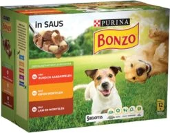 Bonzo (Friskies) - Vitafit Adult Rund, Kip & Lam In Saus - Honden Natvoer - 12x100g