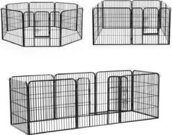 Merkloos Hondenren - Puppyren - Hondenkennel - 8 Kennelpanelen - Staal - 80 Cm Hoog - 640 Cm Omtrek - Uitbreidbaar -Hondenbenodigdheden 1200x945 1