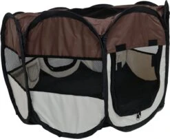Dailyibed Opvouwbare Puppyren - Bruin - 115x115x58 Cm - Incl. Draagtas - Incl. Voederbak -Hondenbenodigdheden 1200x983 1