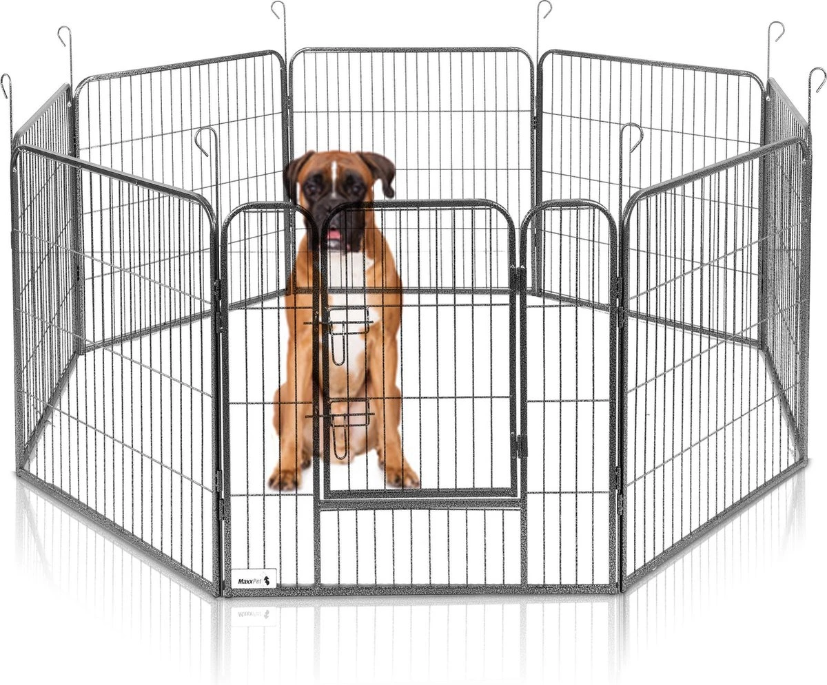 MaxxPet Puppyren - Hondenbench - Hondenren- Puppyren Met 8 Kennelpanelen - Staal -80 X 80 Cm Ø 210 Cm 1 MaxxPet Puppyren - Hondenbench - Hondenren- Puppyren Met 8 Kennelpanelen - Staal -80 X 80 Cm Ø 210 Cm