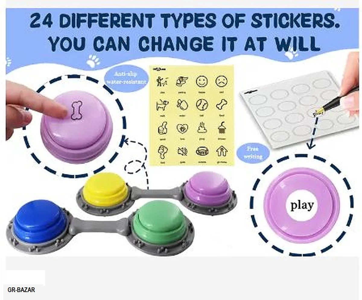 XDT Praatknoppen 4 Stuks - Opneembare Knoppen - Hondentraining 3 XDT Praatknoppen 4 Stuks - Opneembare Knoppen - Hondentraining - Afbeelding 3