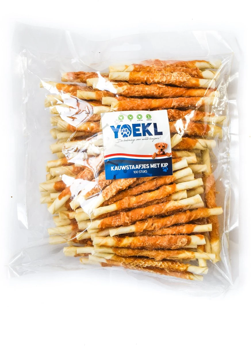 YOEKL Kauwstaafjes Met Kip 100 Stuks Hondensnack Kauwsnack Kauwbot 1 YOEKL Kauwstaafjes Met Kip 100 Stuks Hondensnack Kauwsnack Kauwbot