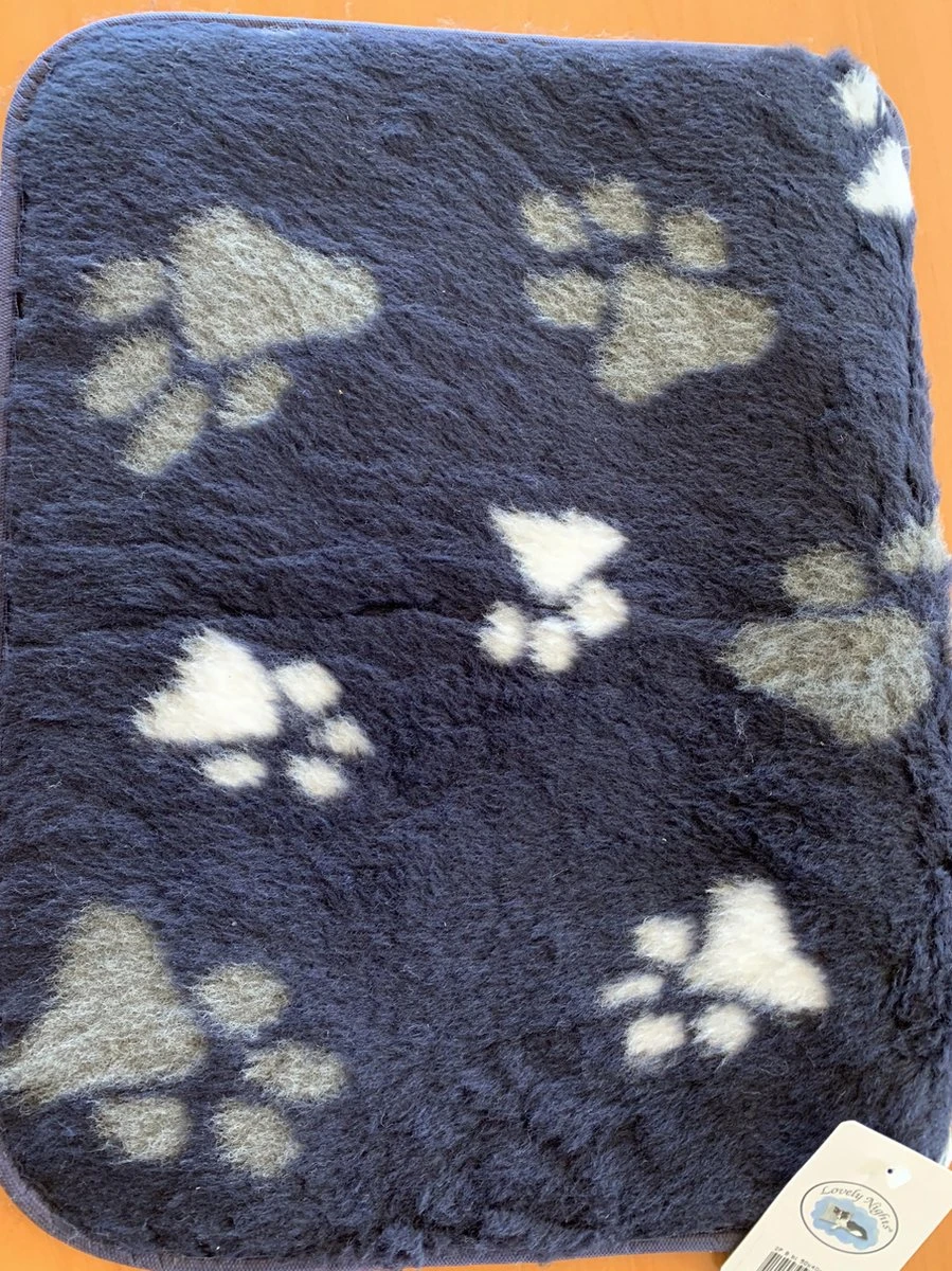 Lovely Nights Vetbed/kleed Blue With 2 Color Print Paw Met Bies 120x75 Rechthoek 3 Lovely Nights Vetbed/kleed Blue With 2 Color Print Paw Met Bies 120x75 Rechthoek - Afbeelding 3